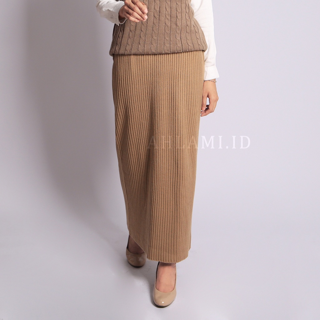 Ahlami- Kala Skirt Rok Rajut Premium Rok Span Knit Tebal Rok Rajut Span Rok Span Premium Rok Kerja Rok Formal Premium-CREAM (RAJUT)