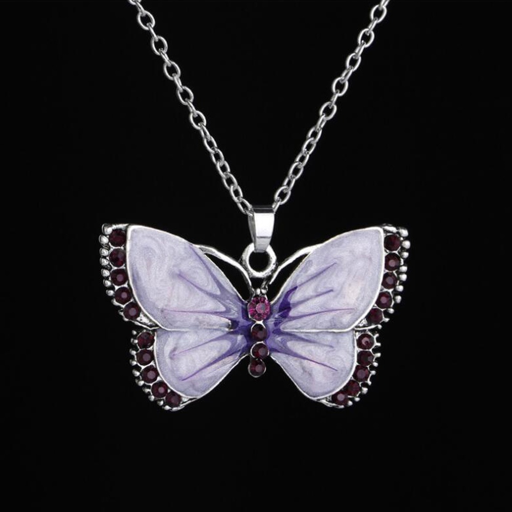 Hu Hu Hu Hu Hu Alat Bantu Pasang Kacamata♡ Kalung Rantai Liontin Kupu-Kupu Aksen Berlian Imitasi Gaya Retro Untuk Wanita