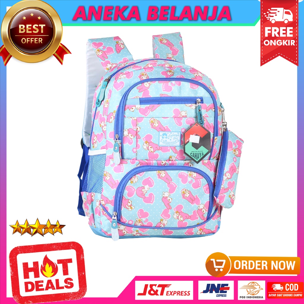 Tas Ransel Cewek Cahaya Boneka Pink Biru Tas Sekolah Murah Model Kekinian Berkualitas Free Raincover