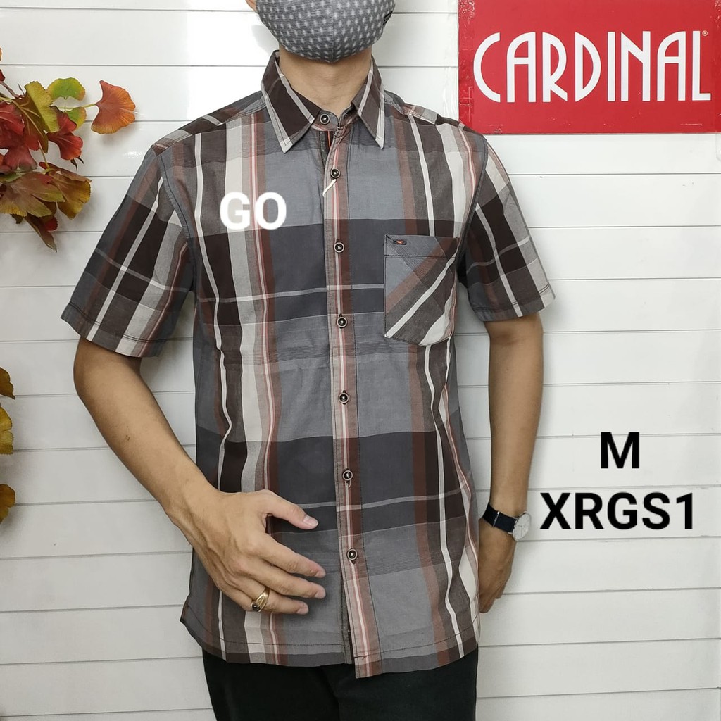 gof M CARDINAL KEMEJA CASUAL Pakaian Atasan Pria Kemeja Reguler Hem Casual Santai Lengan Pendek