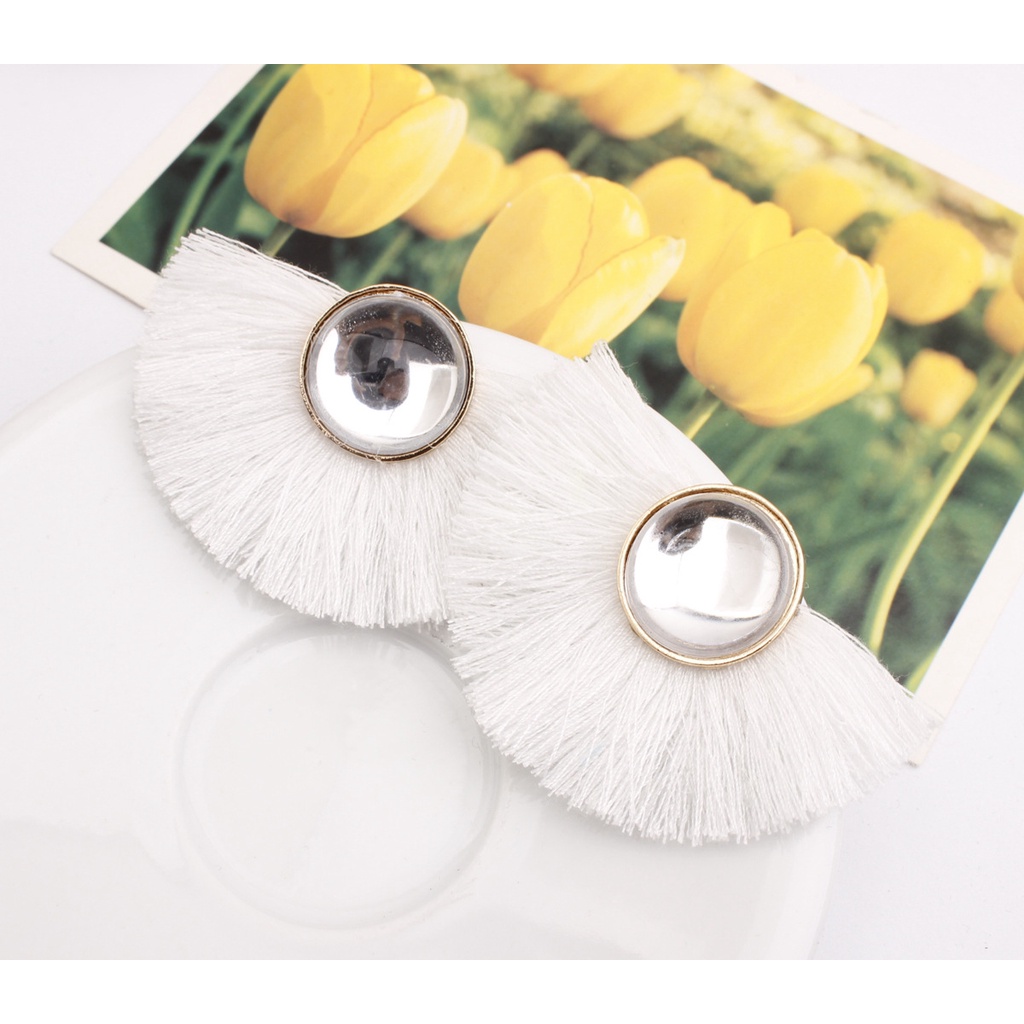 Eropa dan Amerika terkenal Bohemian nasional gaya rumbai anting-anting hand-woven bulat fashion stud