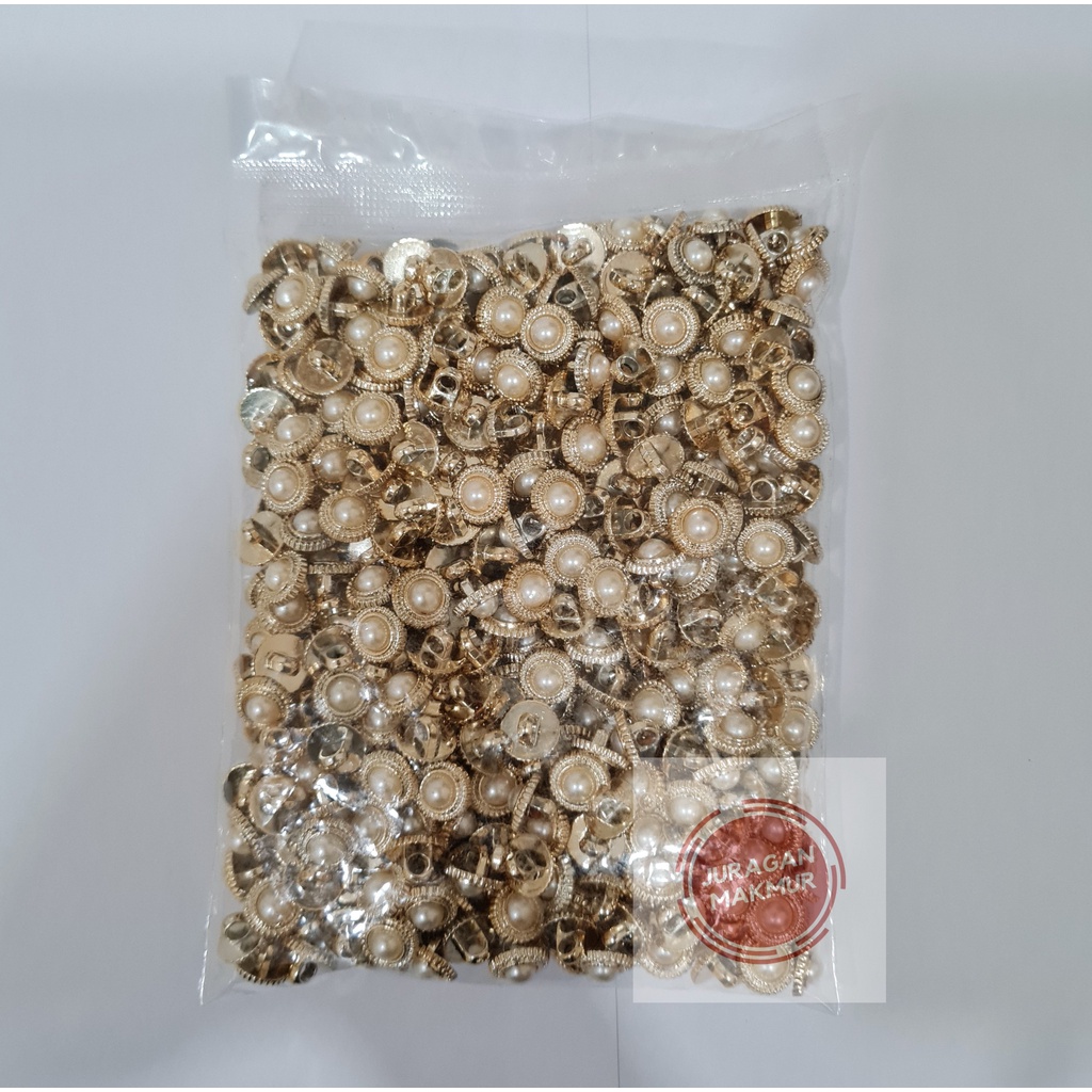 Kancing Baju Mutiara Grigi List Emas - Kancing Baju Motif Mutiara Bergrigi - Kancing Mutiara