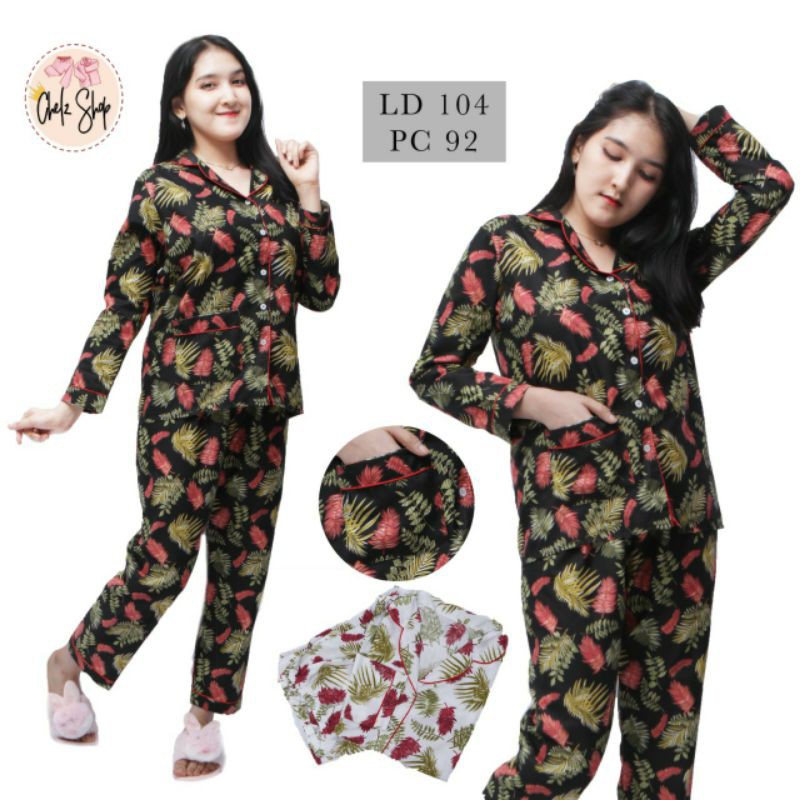 Baju Tidur Wanita/Piyama Wanita Dewasa Katun Motif Daun Part 3