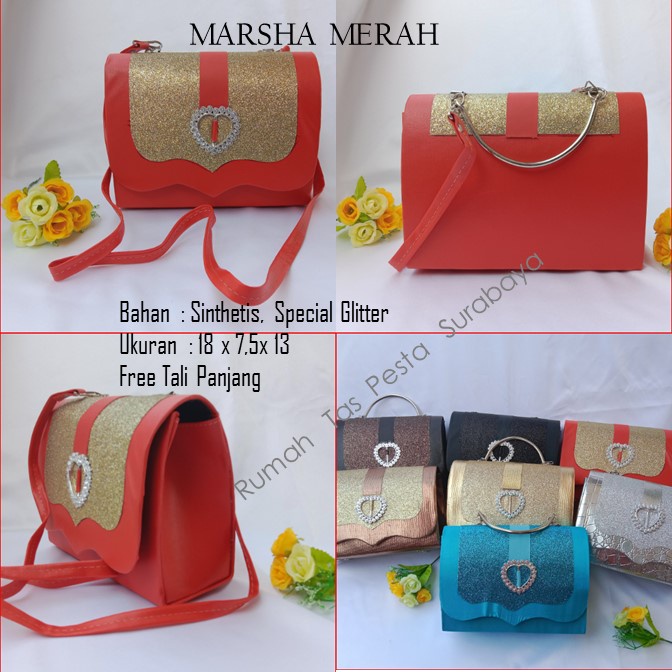 TAS PESTA MARSYA MODEL CLUCTH DAN SELEMPANG TERKESAN MEWAH DAN ELEGAN