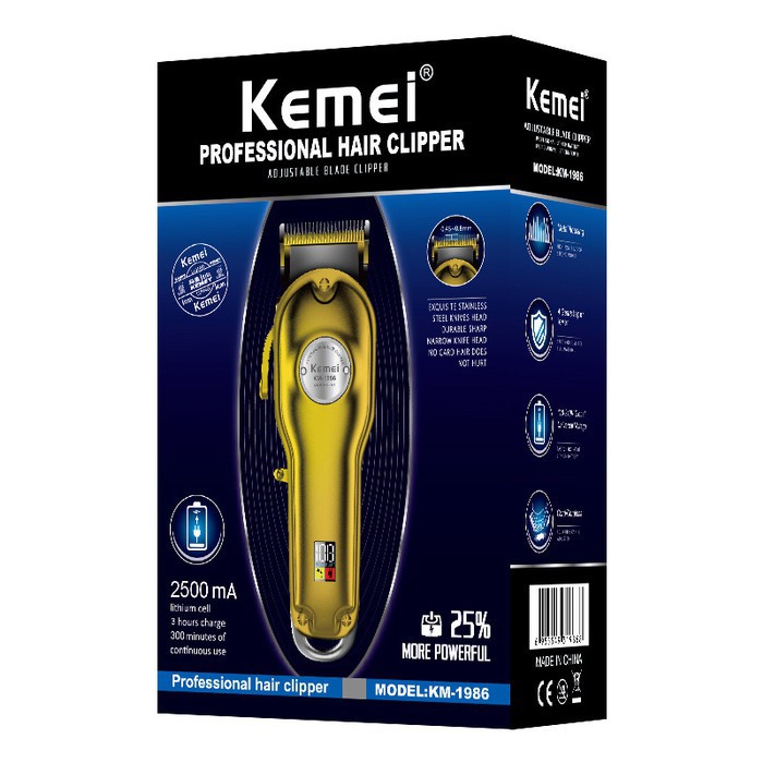 Kemei KM 1986 Alat Cukur Rambut Hair Clipper Electric Cordless Professional Mesin Cukuran KM-1986