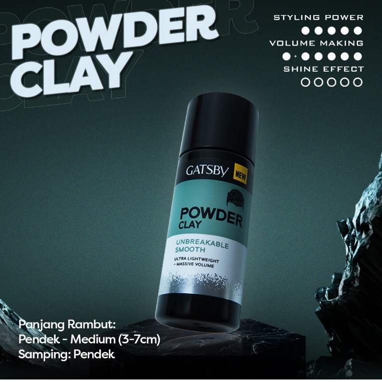 GATSBY POWDER CLAY - BEDAK / BUBUK RAMBUT PRIA - MURAH!!!