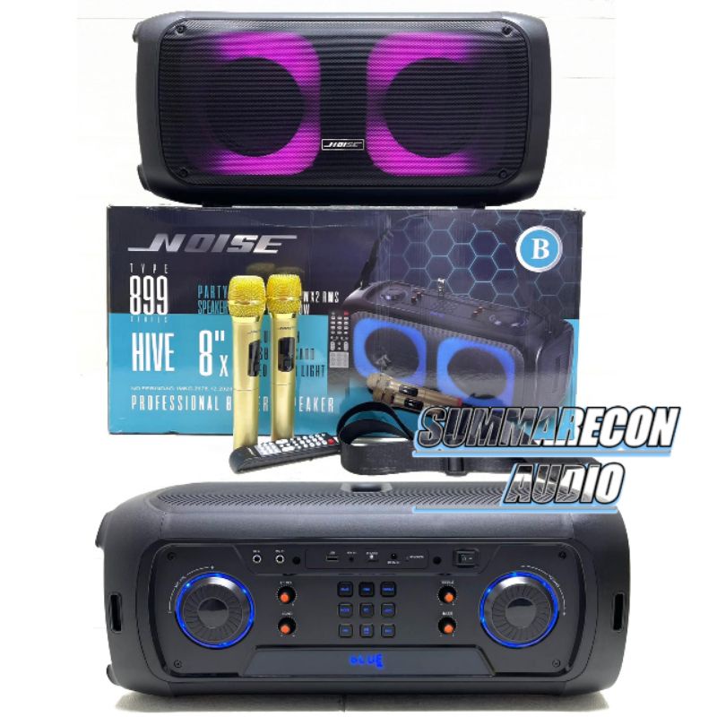 Portable Noise 899 Speaker 8 inch x2 Bluetooth 2 Mic Wireless