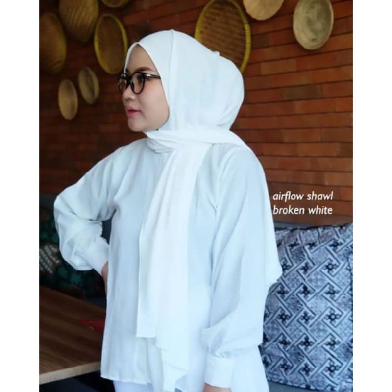 PASHMINA CRINKLE AIRFLOW COTTON SHAWL PREMIUM | PASMINA-Broken white