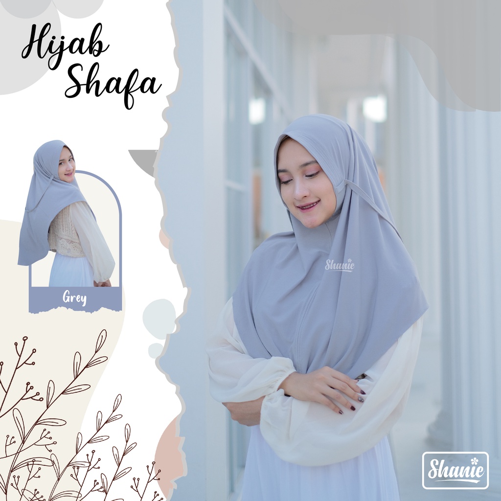 Jilbab Instant Black Bergo Shafa Premium By Shanie Size L