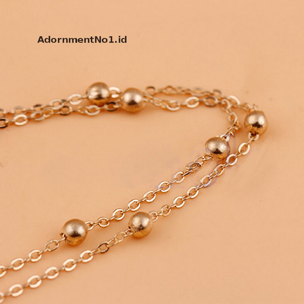 (AdornmentNo1) Gelang Kaki Rantai Ganda Warna Gold Untuk Wanita