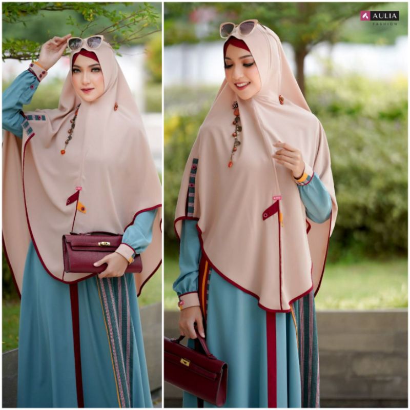 GAMIS TERBARU AULIA FASHION SHANZAA JUNGLE GREEN NUDE LURIK LIMITED EDITION