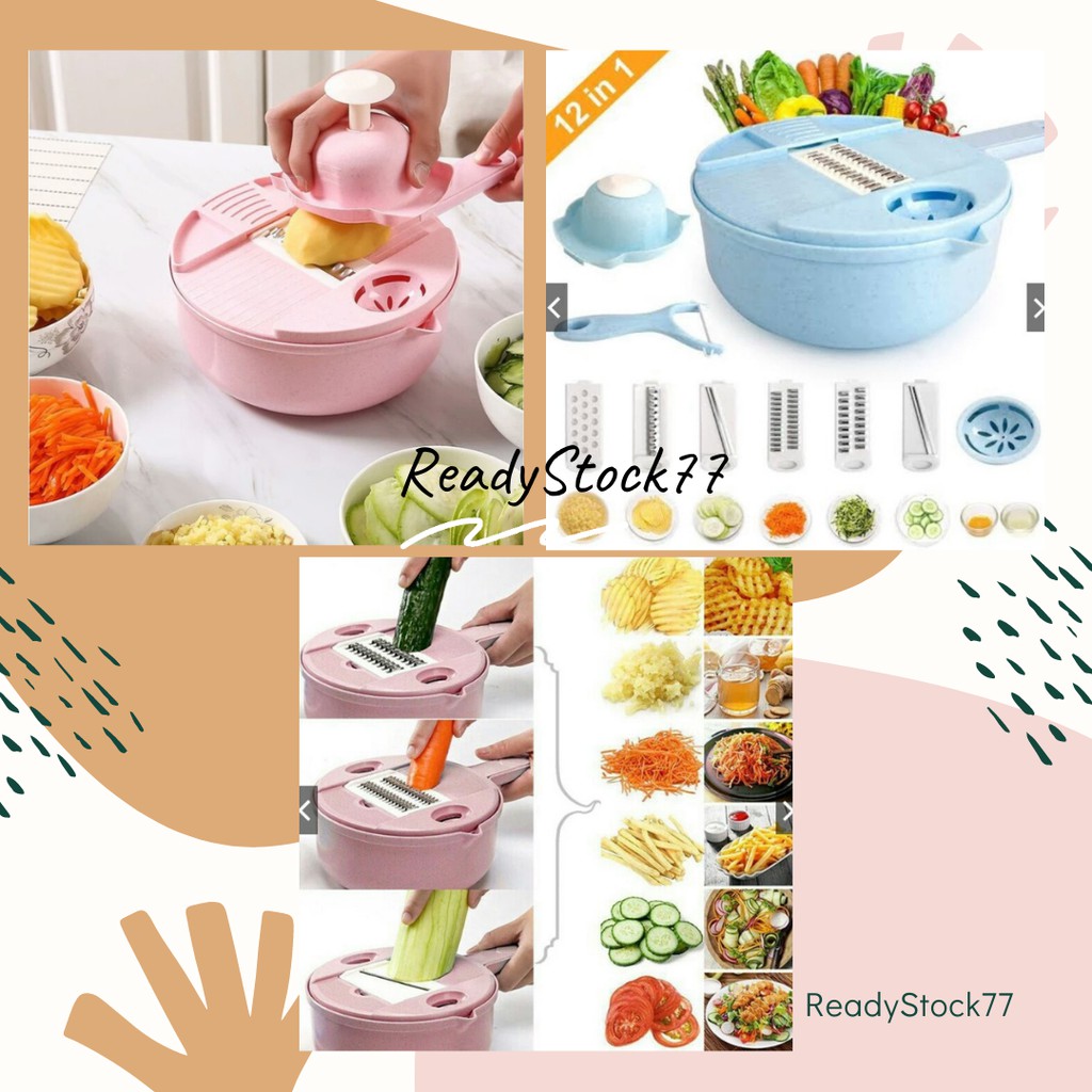 pemotong sayur buah serbaguna 12 in 1 nicer dicer