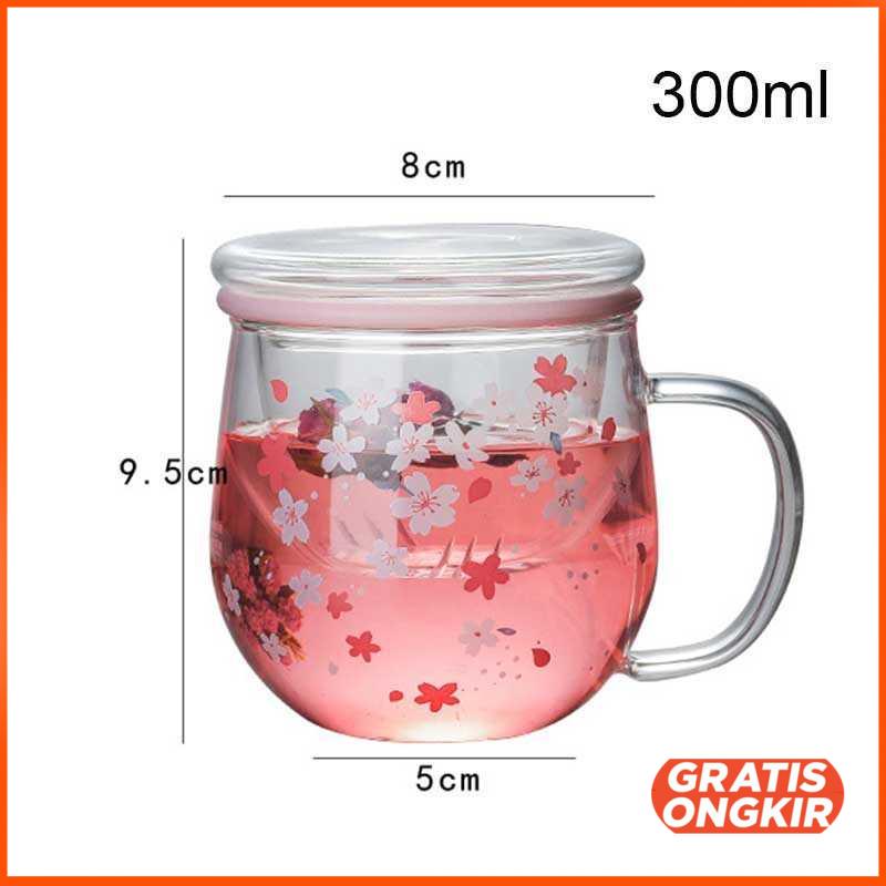 Gelas Cangkir Teh Tea Cup Mug 300ml with Infuser Filter - C224