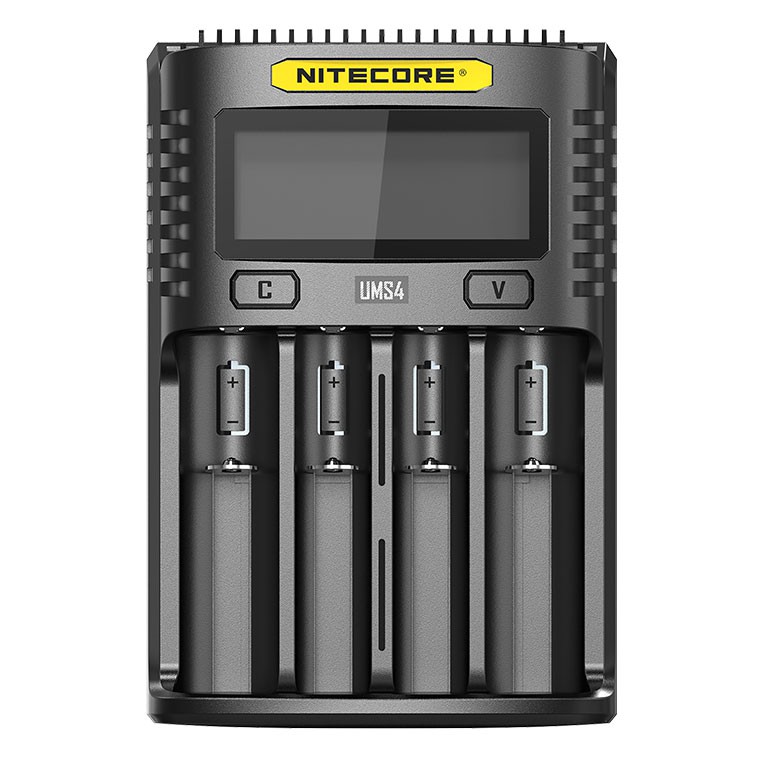 Nitecore Intelligent QC2 USB Charger Baterai 4 Slot 3A Li-ion NiMH - UMS4 - NRAD0UBK Black