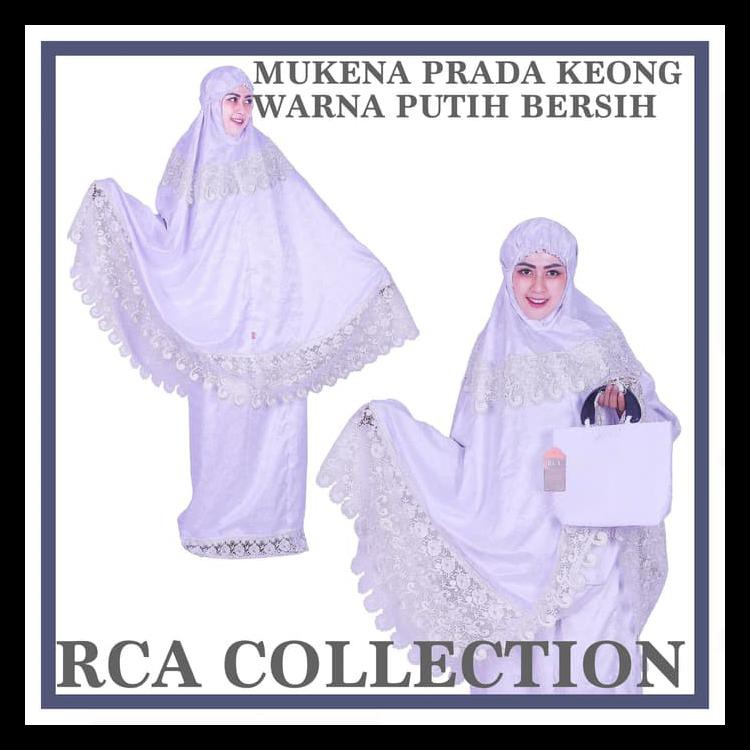 MUKENA SUTRA PRADA RENDA KALUNG PLUS SWAROVSKY WARNA PUTIH