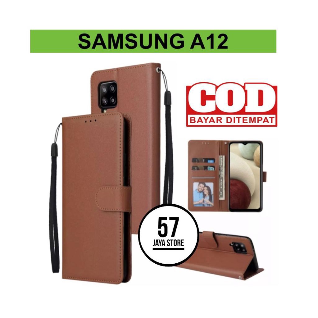 Flip Case Samsung A12 / M12 Flip Dompet Casing HP Wallet Leather cover