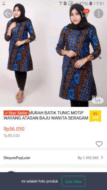 Murah Batik Tunic Motif Wayang Atasan Baju Wanita Seragam Pekalongan Alkhalis