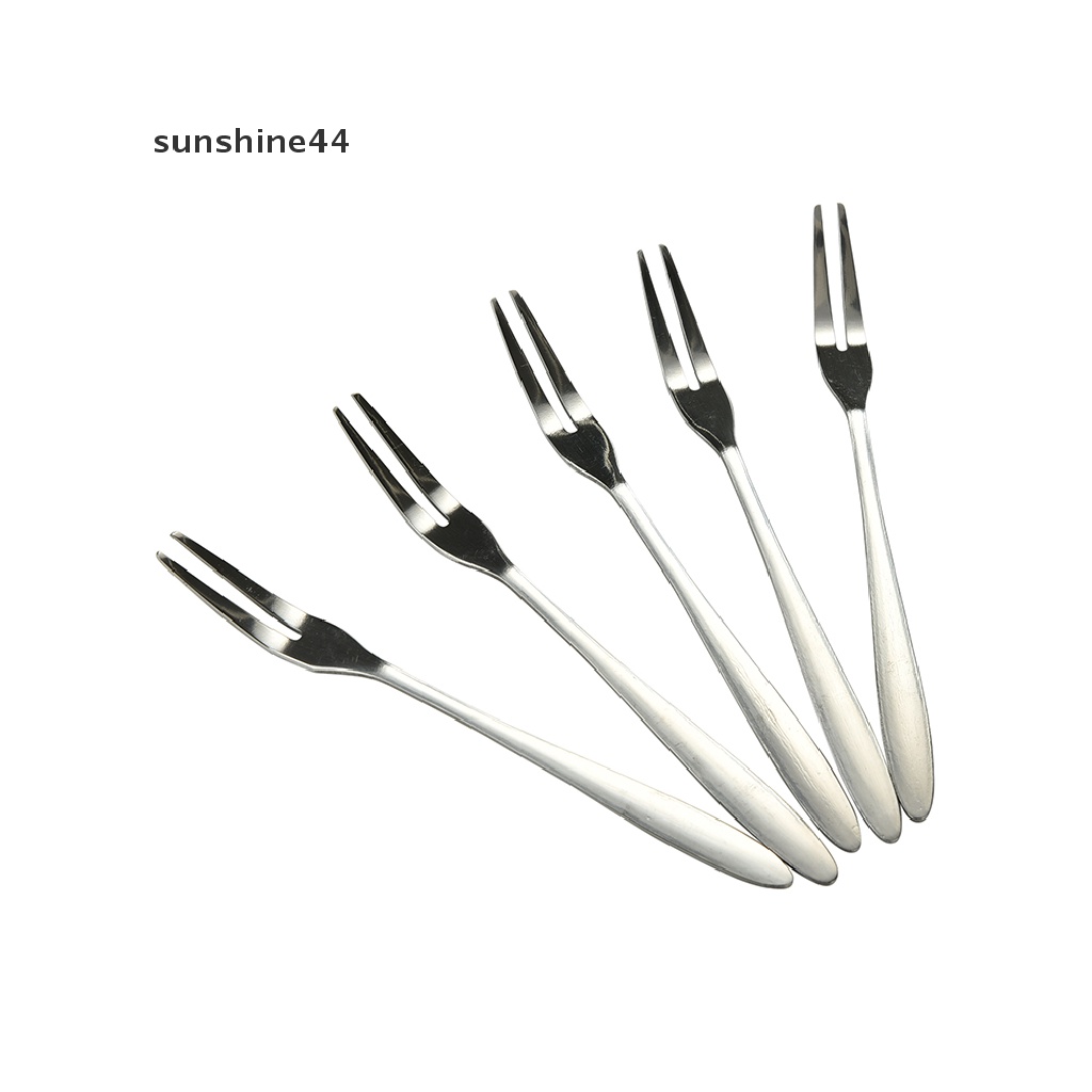 Sunshine 5Pcs Garpu Buah Dua Gigi Bahan Stainless Steel