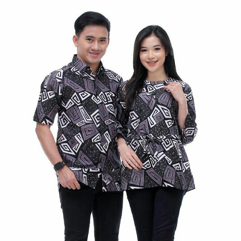 Batik Couple Blouse & Hem Monocrom Batik Pekalongan