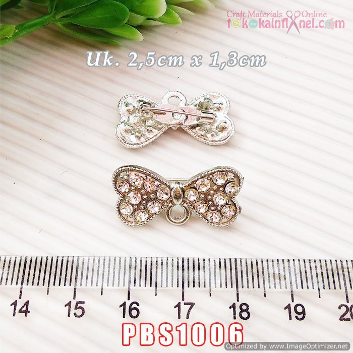 BISA COD Pbs1006 Asesoris Hijab Jilbab Cantik - Peniti Juntai Dagu Kupu Kupu Nikel Kristal  2,5cm