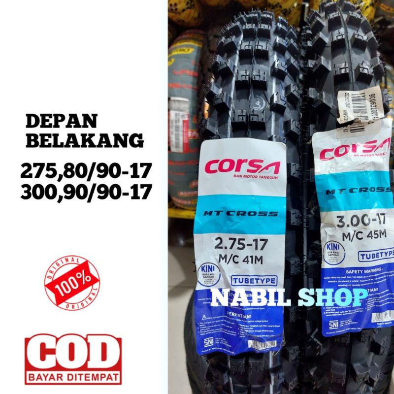 ban trail corsa MT cross Paket 275 ring 17 dan  300 ring 17