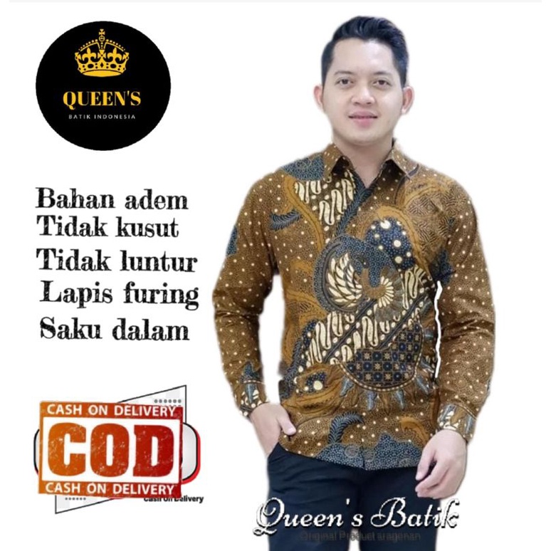 Kemeja batik solo slimfit Baju batik slimfit Baju batik pria slimfit Baju batik pria lengan panjang 