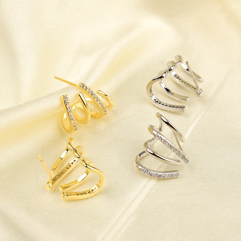 Anting Tusuk Gantung Wanita Hias Zircon Gaya Korea / Elegan Untuk Pesta / Pernikahan
