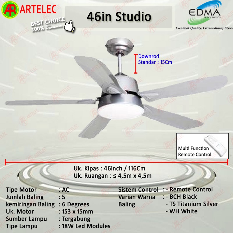 Kipas Angin Gantung MT EDMA 46in STUDIO Kipas Angin Plafon Kipas angin dekorasi Mt Edma
