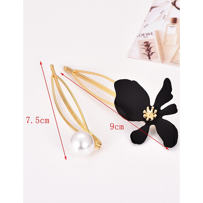 LRC Jepit Rambut Fashion Alloy Pearl Flower Hair Clip Set F4345X