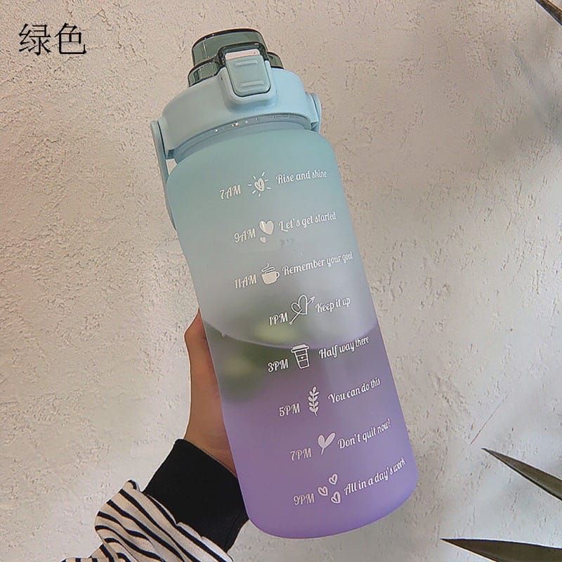 Tumbler 2L Free Sticker // Botol Minum Gradasi Pelangi 2 liter Viral Botol Motivasi Penanda Waktu