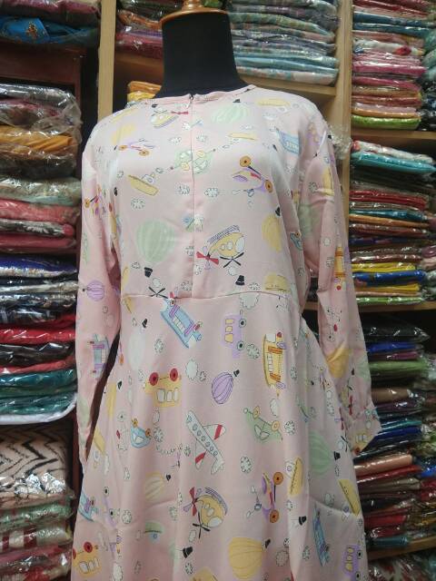 Gamis Pearly Crepe motif lucu