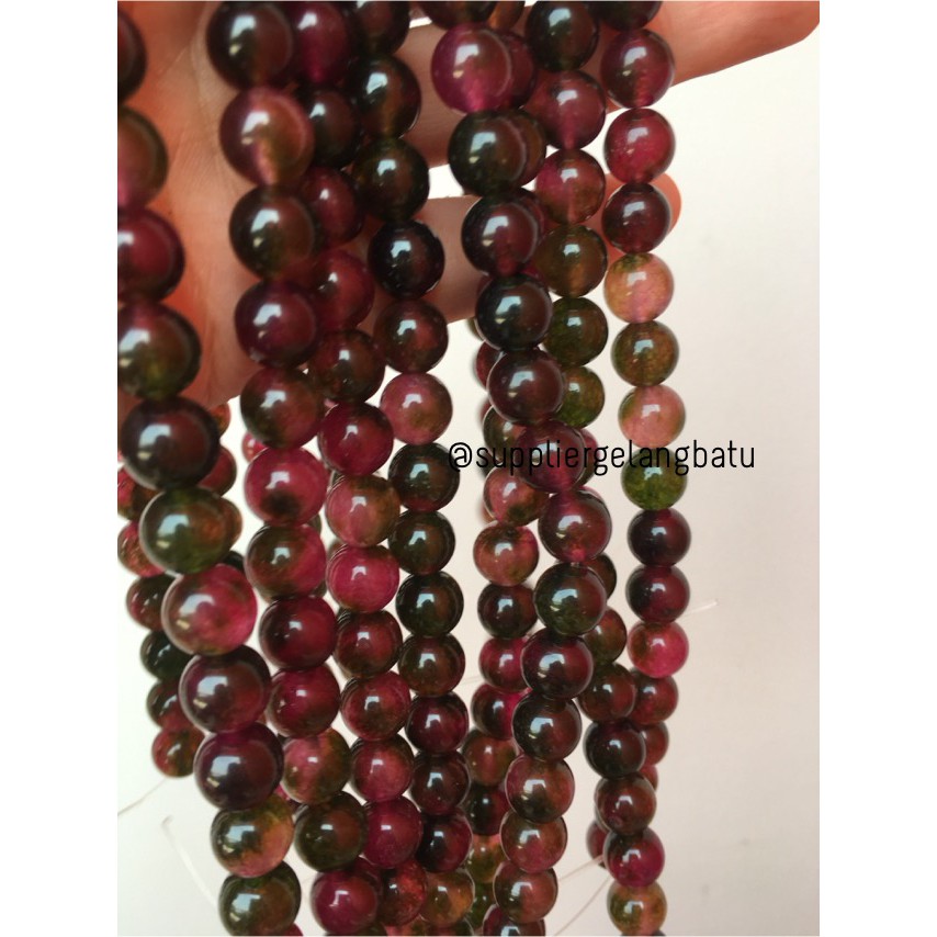 Burgundy Quartz Round Beads 10mm aksesoris premium kuarsa akik renceng aksesoris bahan craft grosir