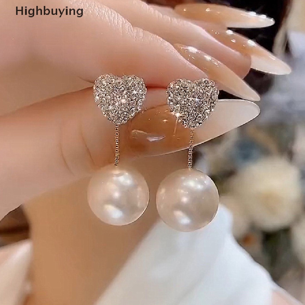 1 Pasang Anting Mutiara Bentuk Hati Warna Silver Untuk Wanita Glory