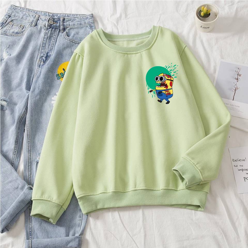 Sweater Wanita Minion Zombie Sweater Oversize Fleece