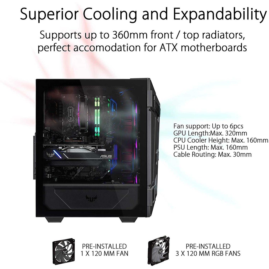 ASUS TUF GAMING GT301 ATX MID TOWER TEMPERED CASE CASING GT 301