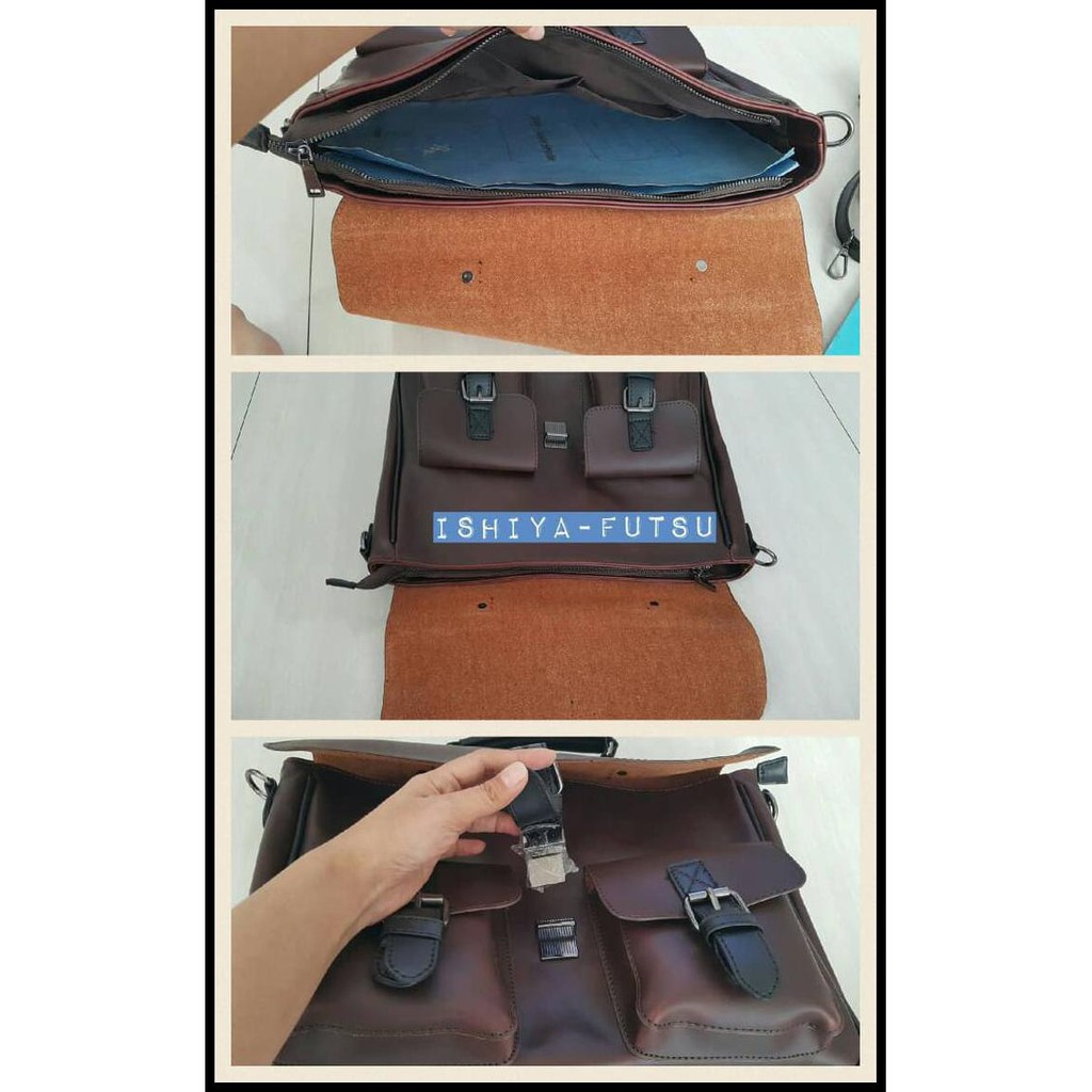 DISKON TAS SELEMPANG KANTOR/KERJA PRIA ISHIYA-FUTSU (3 IN 1 IMPOR) 