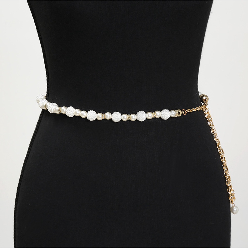 Ikat Pinggang Wanita MUTIARA TRIPLET Korea Fashion Style  Women Pearl Belt Gasper Cewe Sabuk