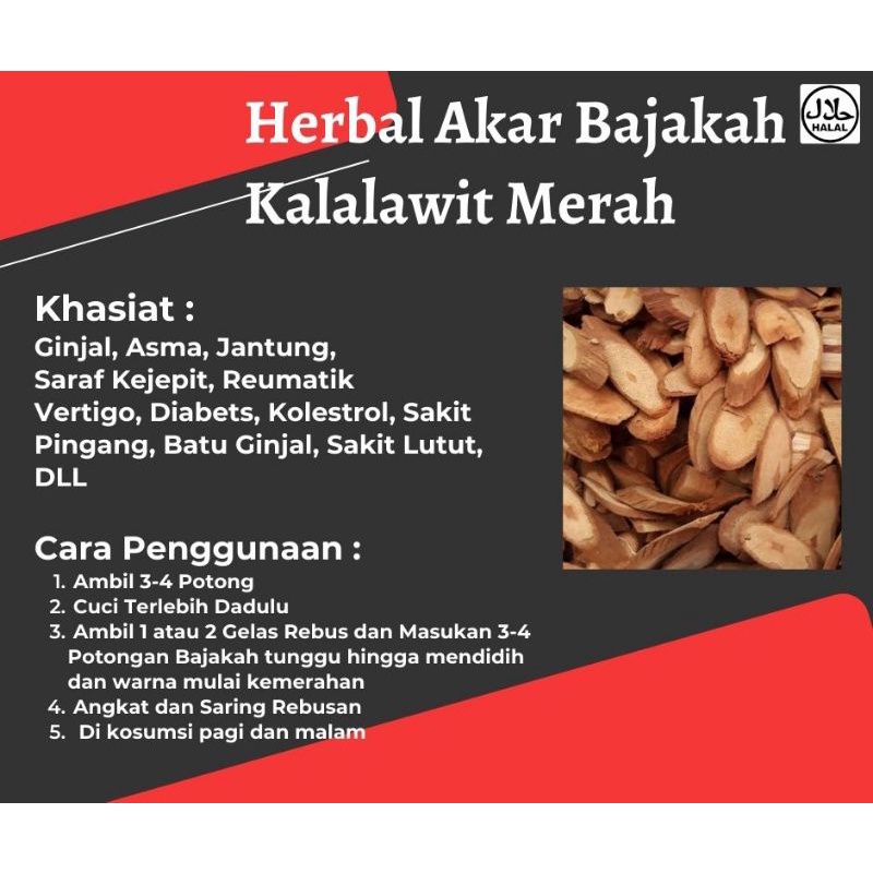 

Herbal Akar Bajaka Kalawit Merah isi 1000gram