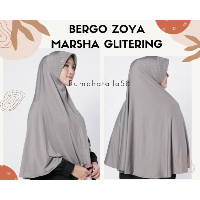 Zoya jilbab bergo instan Polos Syarii Zoya Marsha Glitering