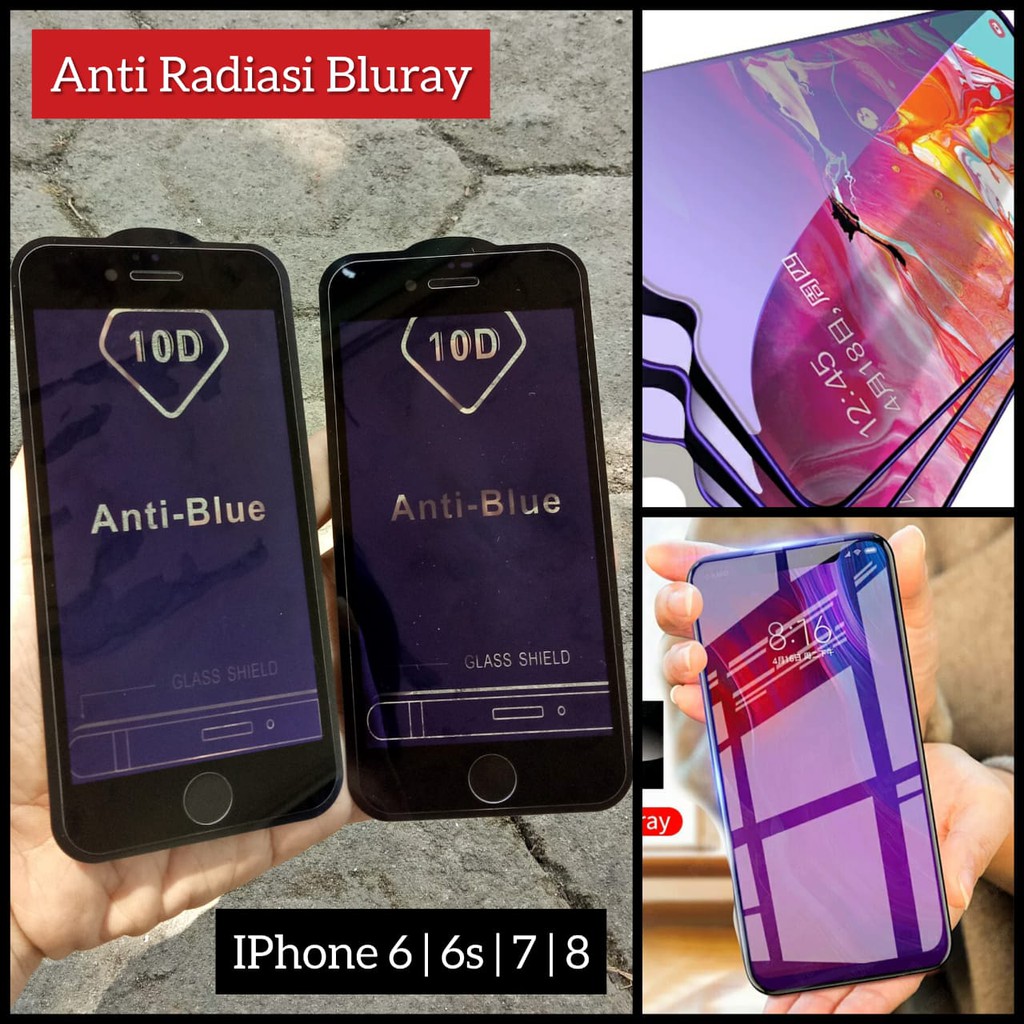 Tempered Glass 10D Iphone 6s 6 7 8 6+ 7+ 8+ SE 2020 Anti Radiasi Blue Light UV Protection