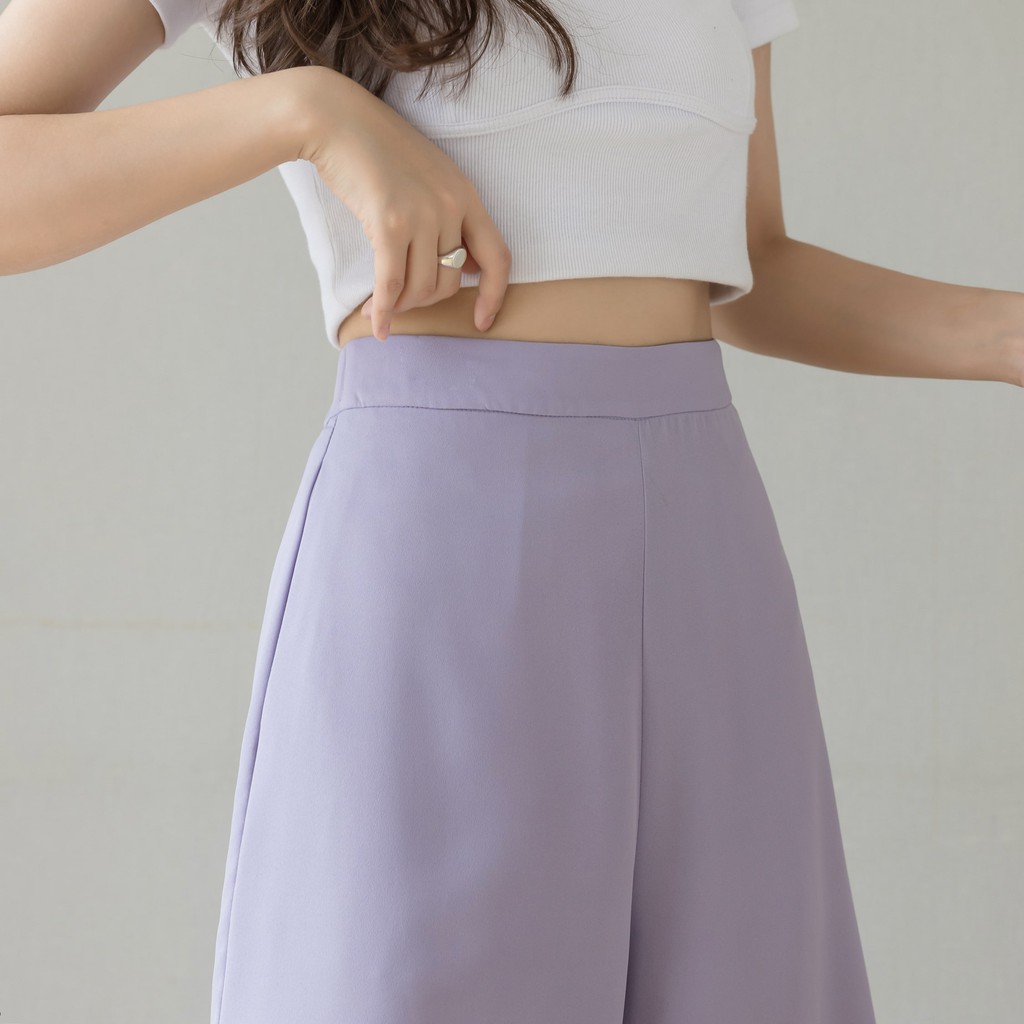 【Blossom】Korean Solid High Waist Wide Leg Pants 7262