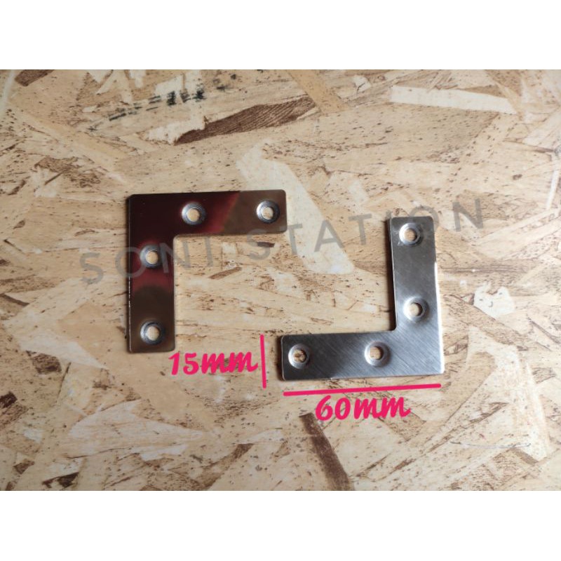 Plat siku connector stainless L 60mm siku L tebal Plat siku connector stainless L 60mm siku L tebal