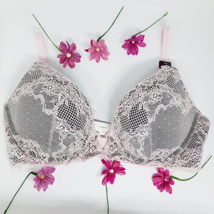 Baju Tidur - Bra Push Up Lingerie La Senza Sexy Lace Black Soft Pink