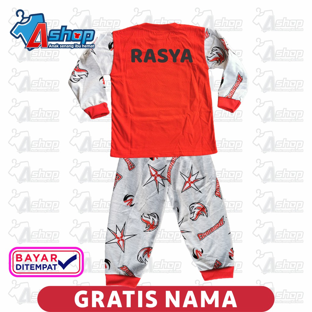 Baju Anak Setelan BoBoiBoy Panjang Gratis Sablon Nama