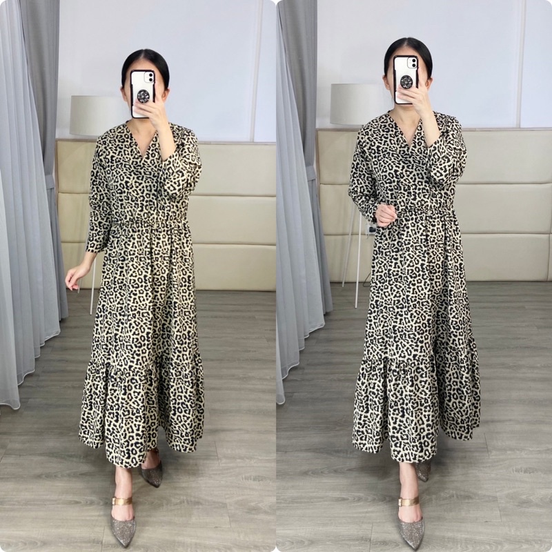 maxi kimono leopard / gamis kimono leopard / gamis rempel model kimono