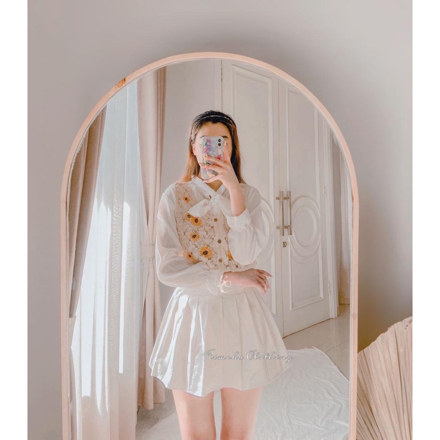 Yuri Vest OOTD KOREAN ATASAN WANITA RAJUT BUNGA MATAHARI SIMPLE ROMPI KASUAL