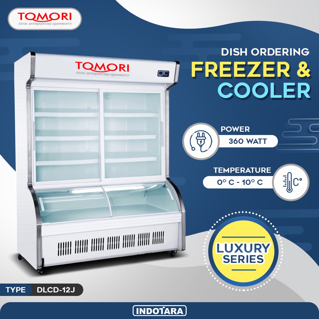 Display Pendingin Makanan Tomori DLCD12J 200L,1200x800x1865