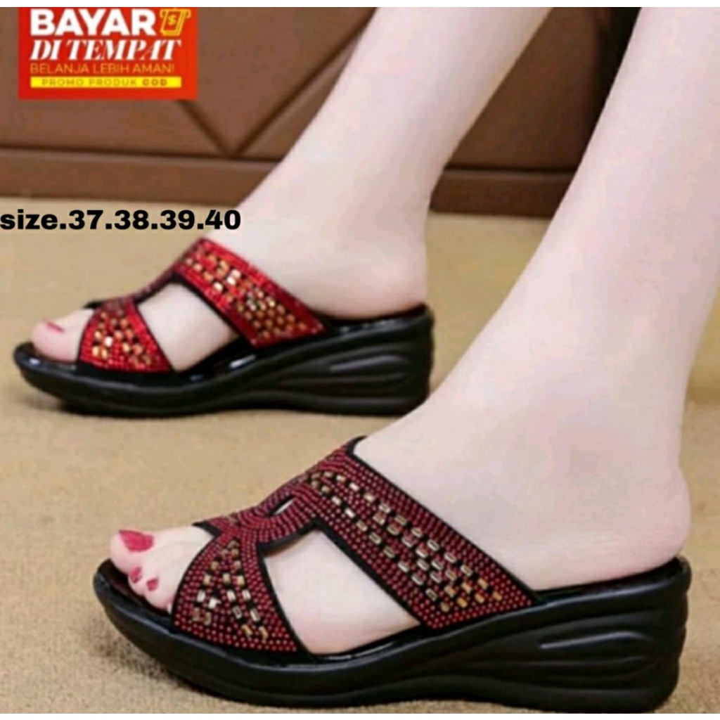 Sandal Calbi Wanita Terbaru Original Asli Sandal Wanita Calbi Ori Tinggi Sandal Wanita Wedges Andin Wedges Wanita Kekinian