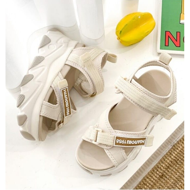 Sandal ELISA Wanita Tali Silang wedges Tinggi WA414