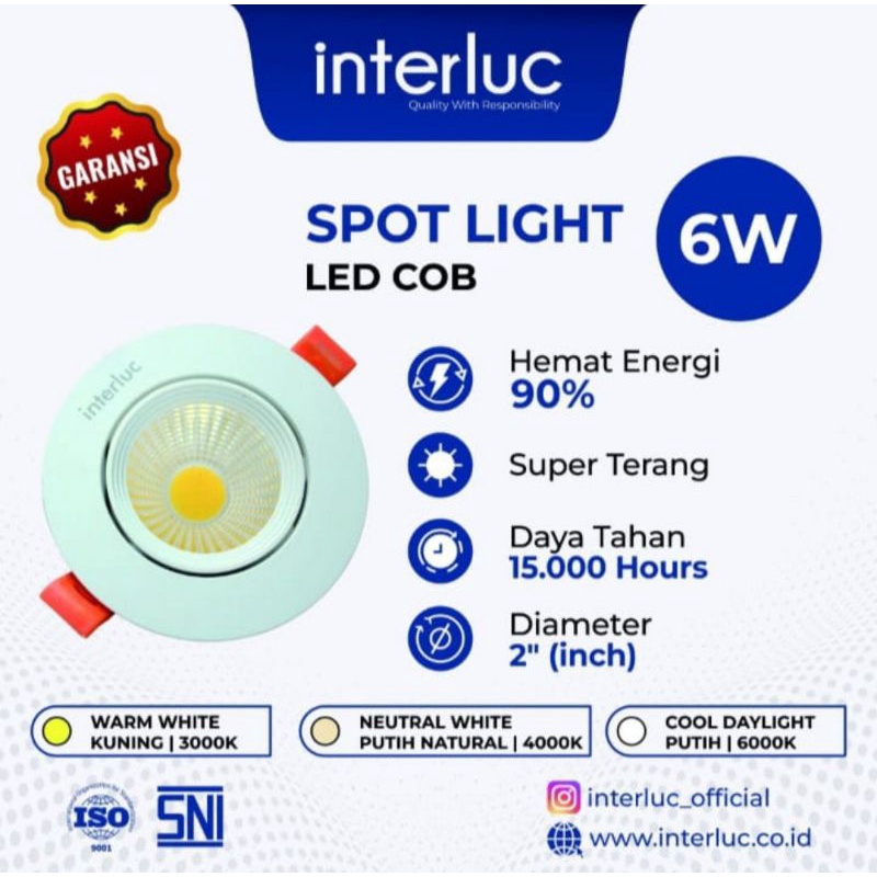 Lampu Sorot Spot Light COB LED 6W 6 watt 3inch interluc